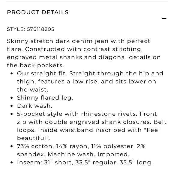 White House Black Market Dark Wash Skinny Flare Jean - Picture 16 of 16